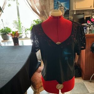 SHEIN Black Lace Sleeve Blouse